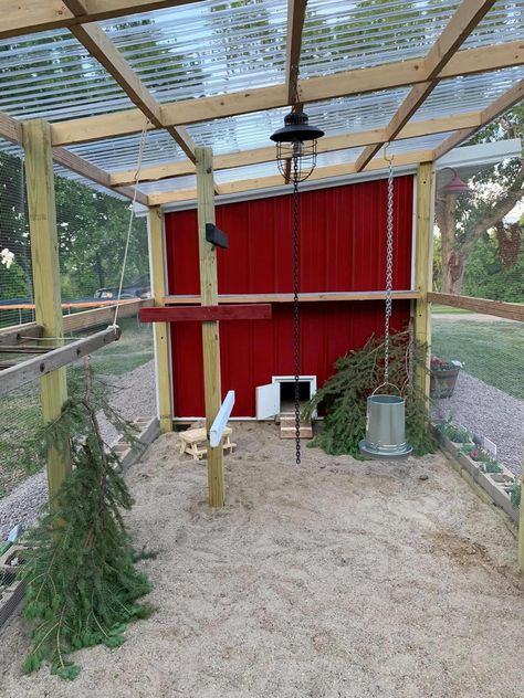 Chicken Outdoor Run, Chicken Run Add On, Chicken Run Lean To, Large Covered Chicken Run Ideas, Enclosed Chicken Yard, Big Chicken Run, Two Chicken Coops One Run, Chicken Coop Outdoor Run, Chicken Tower Coop