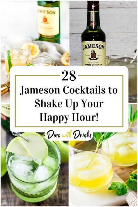 Collage of 4 jameson cocktails. Jamison Cocktail Recipes, Jameson Cocktails Recipe, Jameson Drinks Cocktails, Jameson Whiskey Cocktails, Jameson Black Barrel Cocktails, Jameson Orange Drinks, Jameson Cocktails Easy, Jameson Drinks Recipes, Jameson Mixed Drinks