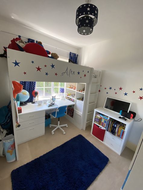 Bed with desk underneath