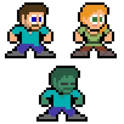 8 Bit Art, Minecraft Steve, Minecraft Pixel Art, Mega Man, Super Smash Bros, Smash Bros, 8 Bit, Zombie, Pixel Art