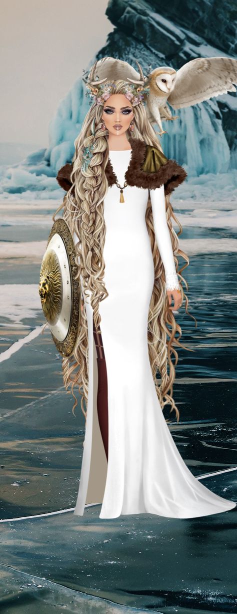 Nordic Goddess Pagan Goddess Costume, Nordic Goddess Costume, Viking Goddess Costume, Freya Goddess Costume, Freya Costume, Goddess Costume Ideas, Nordic Goddesses, Viking Makeup, Goddess Freya