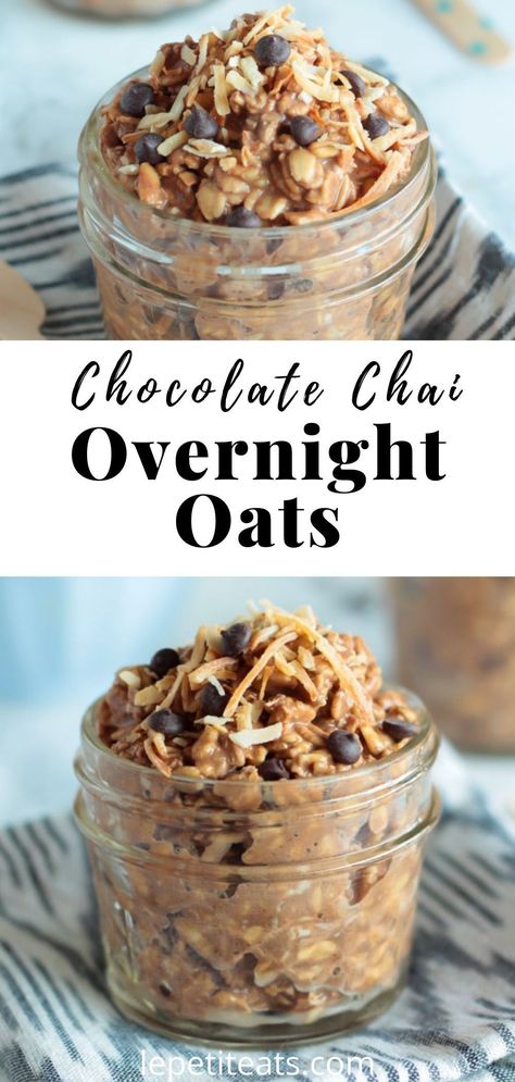 Chocolate Chai Overnight Oats are sweet, nourishing and full of warm spices, so they’re perfect for a cozy breakfast on the go! Chai Overnight Oats, Chocolate Chai, Ice Cream Vegan, Best Vegan Desserts, Pudding Cheesecake, Brunch Inspiration, Seasonal Eating, Cozy Breakfast, Kinds Of Desserts