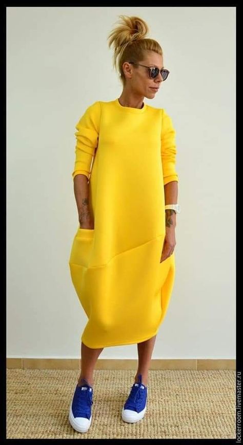 White Loose Dress, Edgy Plus Size Fashion, Yellow Dress Casual, Oversized Tunic Dress, Yellow Long Dress, Edgy Dress, Neoprene Dress, Afrikaanse Mode, Oversized Dress