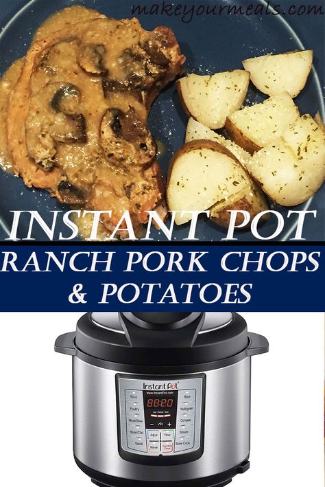 A one pot meal -pork chops made from fresh or frozen and potatoes all made pot in pot style and cooked in the Instant Pot. #ranchporkchop #potinpot #porkchop #instantpot #potatoes #onepotmeal #makeyourmeals Ranch Pork Chop Recipes, Instapot Pork Chops, Pork Chops Potatoes, Ranch Pork Chops And Potatoes, Boneless Pork Chop Recipes, Instant Pot Pork Chops, Pork Chops And Potatoes, Ranch Pork Chops, One Pot Meal