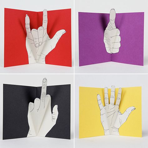 DIY Idea: Hand Gesture Pop-Up Greeting Cards | Man Made DIY | Crafts for Men | Keywords: etsy, store, shop, hand Diy Projects For Men, Pop Up Greeting Cards, Diy Gifts For Men, Hand Gestures, Pop Up Art, Non Verbal, Birthday Wishes Funny, Hand Gesture, Crafts Cards