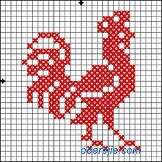 Rooster Cross Stitch, Chicken Cross Stitch, Crochet Patterns Filet, Filet Crochet Charts, Crochet Birds, Pola Kristik, Cross Stitch Bird, Mini Cross Stitch, Cross Stitch Animals