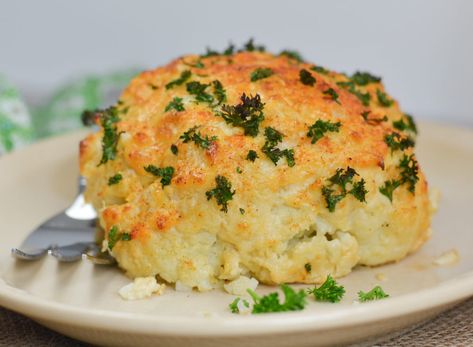 Parmesan Crusted Baked Cauliflower Baked Coliflower, Cauliflower Recipes Indian, Baked Califlower, Cauliflower In Oven, Quick Meals For Two, Baked Cauliflower Recipe, Potatoes And Tomatoes, Parmesan Cauliflower, Homemade Spaghetti Sauce