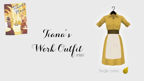 Tiana's Work Outfit by Raxys [DOWNLOAD] Tiana Sims 4 Cc, Sims 4 Tiana, Disney Princess Tv, The Sims 4 Get Famous, Sims 4 Get Famous, Sims Disney, Disney Princess Challenge, Cc Clothing, Tiana Dress