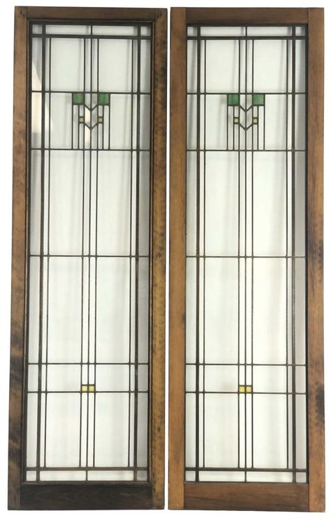 Frank Lloyd Wright Stained Glass Door Panels and Wang Dafan Chinese Painted Porcelain Table Screen in Jan. 1 Auction | EJ'S Auction & Appraisal Frank Lloyd Wright Stained Glass Pattern, Frank Lloyd Wright Stained Glass, Art Deco Stained Glass, Stained Glass Door, Arts Crafts Style, Door Panels, Stained Glass Designs, Stained Glass Panels, Casement Windows