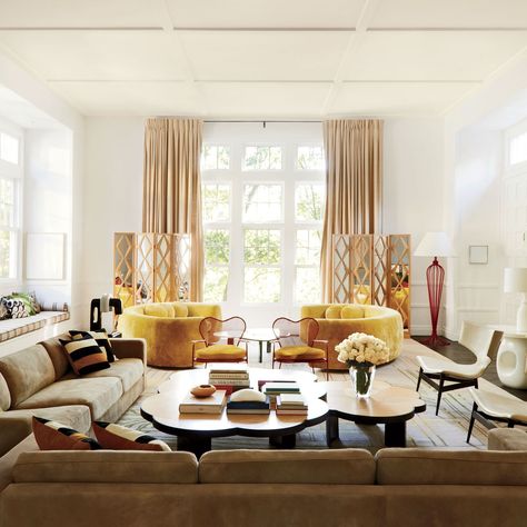 India Mahdavi, Contemporary Living Room Design, Yellow Sofa, Brown Couch, Floor Lamps Living Room, Living Modern, Design Salon, Living Room Set, Contemporary Living Room