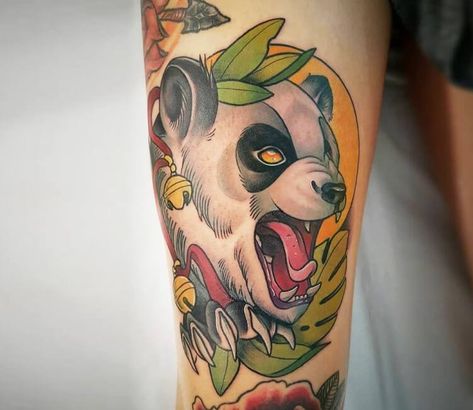 Tattoo photo - Panda tattoo by Yeray Perez Steve Butcher Tattoo, Wild Panda, Pocket Watch Tattoos, Avengers Tattoo, Neotraditional Tattoo, Panda Tattoo, Movie Tattoos, Fantasy Tattoos, Watch Tattoos