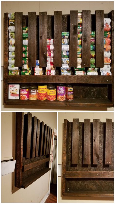 Can Shelf Storage, Can Goods Storage Ideas, Diy Pantry Shelf, Canned Good Storage, Primitive Pantry, Pantry Closet Design, Diy Pantry Organization, House Pantry, Pantry Remodel