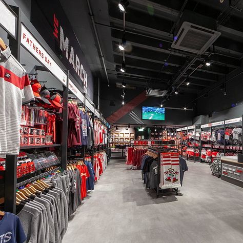 Green Room Upgrades 'Saints Store' for Southampton Football Club Clothing Shelves, Laboratory Idea, Entrance Walls, Sandton City, Football Shop, Room Upgrade, Green Room, Retail Interior, Opening Hours