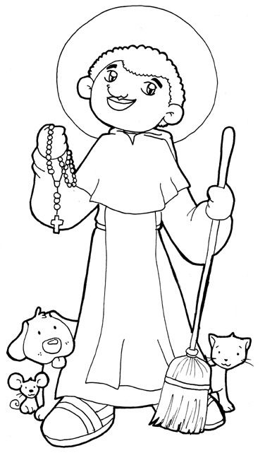 Dibujos para catequesis: SAN MARTÍN DE PORRES San Nicolas Tolentino, St Martin Of Tours, Candy Cane Coloring Page, Saints For Kids, Saint Coloring, Flag Coloring Pages, Catholic Kids, Leaf Template, Homeschool History