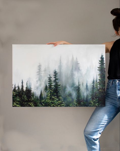 Taylor Manoles, Canvas Painting Ideas For Beginners, Painting Ideas For Beginners, Canvas For Beginners, Canvas Painting Ideas, Foggy Forest, Soyut Sanat Tabloları, Easy Canvas Painting, Landscape Art Painting