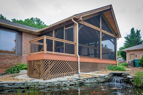 Enclosed Deck, Slanted Roof, Patio Oasis, 3 Season Porch, Three Season Porch, Screened Porch Designs, Screened In Deck, Cedar Deck, Three Season Room