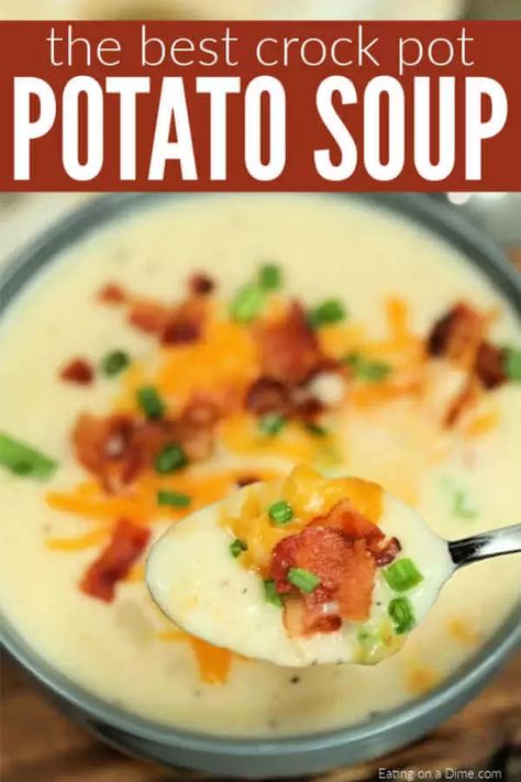 Are you looking for an Easy Crock Pot Potato Soup recipe? Slow Cooker Potato Soup is the best comfort food and so simple. Try Crock pot loaded potato soup. Easy Crock Pot Potato Soup, Crock Pot Potato Soup, Potato Soup Crockpot Recipes, Potato Soup Crock Pot Easy, Crock Pot Potato, Slow Cooker Potato, Best Potato Soup, Slow Cooker Potato Soup, Recipe Slow Cooker