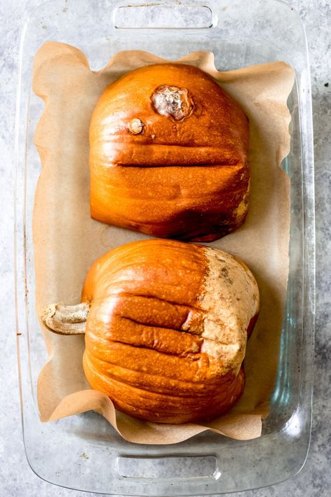 Learn exactly how to cook a pumpkin and make easy homemade pumpkin puree! Pumpkins can be intimidating, but in this easy step-by-step tutorial you'll learn exactly how to cut, dice & roast a pumpkin for cooking. Use your homemade pumpkin puree for all of your favorite pumpkin recipes! #pumpkinpuree #pumpkinrecipe #howtoguide #cookingtutorial #pumpkin Paleo Pumpkin Pie Bars, Pumpkin Chocolate Chip Pancakes, Paleo Pumpkin Pie, Pumpkin Puree Recipes, Pumpkin Coffee Cakes, Pumpkin Chocolate Chip Muffins, Pumpkin Pie Bars, Pumpkin Cinnamon Rolls, Ambitious Kitchen