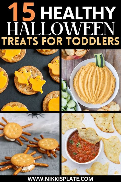 15 Healthy Halloween Treats for Toddlers || Spooky Toddler Snack Ideas; Looking for healthy Halloween snacks for kids? Here are many favourite healthy halloween recipes for toddlers! Halloween Food For Preschoolers, Toddler Halloween Party Food Ideas, Kids Healthy Halloween Snacks, Healthy Halloween Cookies For Kids, Fun Healthy Kids Snacks, Toddler Halloween Snack Ideas For Daycare, Fall Halloween Appetizers, Healthy Toddler Halloween Treats, Halloween Themed Toddler Food