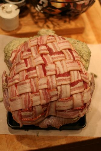 Bacon-Blanketed, Herb Roasted Turkey Turkey With Bacon, Turkey Bacon Wrap, Herb Roasted Turkey, Best Thanksgiving Recipes, Turkey Bacon, Turkey Breast, Roasted Turkey, Bacon Wrapped, Poultry Recipes