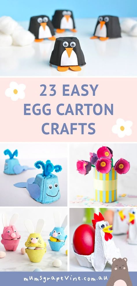 23 easy egg carton crafts for kids | Mum's Grapevine Crafts Egg Carton, Egg Carton Crafts For Kids, Diy Egg Carton, Egg Carton Craft, Carton Craft, Diy Paper Art, Simple Projects, Egg Carton Crafts, Egg Carton