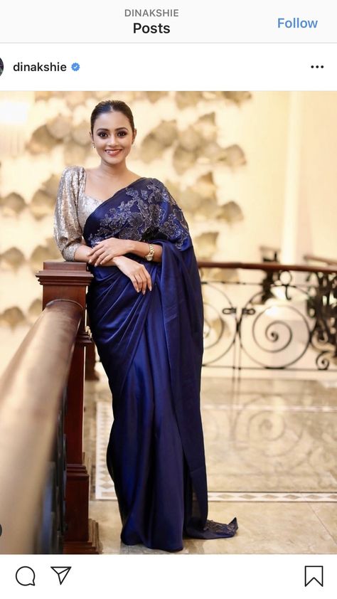 Blue Saree With Silver Blouse, Modern Saree Jacket Designs, Kajol Saree, Saree Jacket, Saree Jacket Designs, Engagement Saree, Trendy Saree, Saree Jackets, Saree Wearing Styles