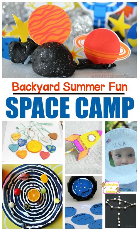 Summer fun needs space camp! This at home summer camp has a fun DIY space camp theme that kids will love! These summer memories with your kids will last! Space Camp Activities, At Home Summer Camp, Camp Activities For Kids, Space Activities For Kids, Summer Camp Themes, Camp Theme, Backyard Summer, Summer Camp Activities, Camp Activities