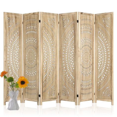 PRICES MAY VARY. 👍Unique Cutout Design: The wood room divider uses a unique hollow design, delicate pattern, boho room divider style, like a delicate craft, with strong decorative. The room dividers and folding privacy screen is suitable for living room, bedroom, dining room, patio and other scenes 👍Better Materials & Craftsmanship: The 6 panel room divider is a combination of density board and solid wood frame, which is lightweight, durable and breathable. The folding screen uses delicate car Boho Salon Suite, Temporary Wall Divider, Mid Century Room Divider, Divider Room, Mirror Room Divider, Boho House Decor, Temporary Room Dividers, Folding Screen Room Divider, Screen Room Divider