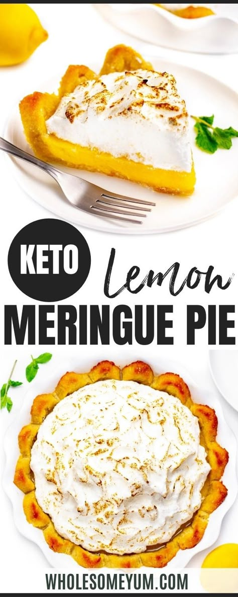 Keto Lemon Meringue, Low Carb Crust, Keto Low Carb Recipes, Meringue Pie Recipes, Lemon Curd Recipe, Curd Recipe, Lchf Recipes, Low Carb Sweets, Lemon Meringue Pie