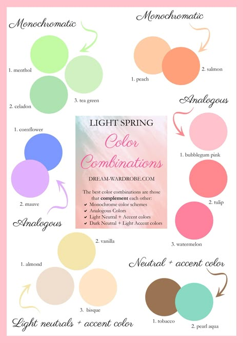 Clear Spring Outfits, Light Spring Color Palette Outfits, Spring Color Combinations, Autumn True, Light Academic, Light Spring Palette, Light Spring Color Palette, Light Spring Colors, True Spring