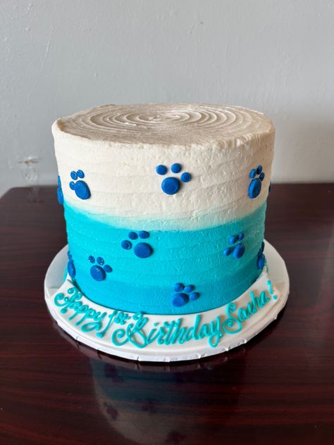 Paw Print Birthday Cake, Puppy Theme Smash Cake, Cake With Paw Prints, Paw Print Cake, Blues Clues Cake, Paw Print Cakes, Blue's Clues Birthday Party, Blue Birthday Cakes, Moon Birthday