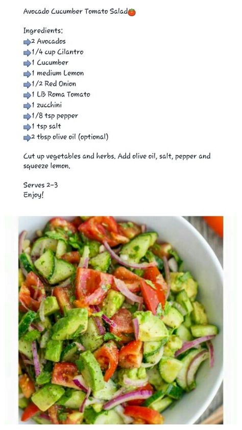 Dr Sebi Recipes Alkaline Diet, Cucumber Tomato Avocado Salad, Dr Sebi Alkaline Food, Dr Sebi Recipes, Alkaline Diet Recipes, Avocado Salad Recipes, Fresh Salad Recipes, Cucumber Tomato Salad, Dr Sebi