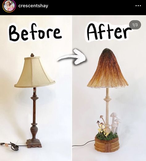 Mushroom Halloween Decorations, Cottagecore Furniture Bedroom, Goblincore House Decor, Mushroom Gifts Ideas, Cottagecore Lampshade, Mushroom Home Decor Diy, Mushroom Light Diy, Mushroom Core Bedroom, Autumn Cottagecore Decor