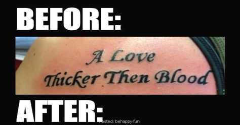 The Worst Tattoo Mistakes Spell Tattoo, Misspelled Tattoos, Funny Typos, Tattoos Gone Wrong, Tattoo Mistakes, Blood Tattoo, Worst Tattoos, Spelling Mistakes, 4 Tattoo