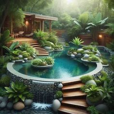 Custom Pools Backyard, Pool Home Design, Small Pools For Small Yards, Cocktail Pools Small Backyards, Small Backyard Oasis, Luxury Backyards, Small Pool Ideas, Cocktail Pools, Pool Courtyard