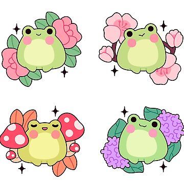 Kawaii Frog Art, Cute Sticker Inspiration, Frog Chibi, Cute Frog Tattoo, Cute Frog Art, Cute Frog Drawing, Frog Doodle, Kawaii Frogs, Frog Kawaii