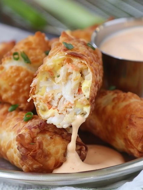 Crab Cake Egg Rolls Real Crabmeat Recipes, Seafood Egg Rolls Recipe, Crab Meat Egg Roll Recipes, Crab Cake Eggrolls, Shrimp And Crab Egg Rolls, Crab Cake Egg Rolls Recipes, Crabcake Eggrolls, Crab Cake Egg Rolls, Crab Egg Rolls Recipes