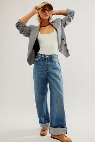 Citizens of Humanity Ayla Baggy Cuffed Crop Jeans | Free People Cuffed Jeans Outfit, Cropped Jeans Outfit, Everyday Casual Outfits, Denim Jeans Fashion, Perfect Denim, Ankle Length Jeans, All Jeans, Citizens Of Humanity Jeans, Free People Denim