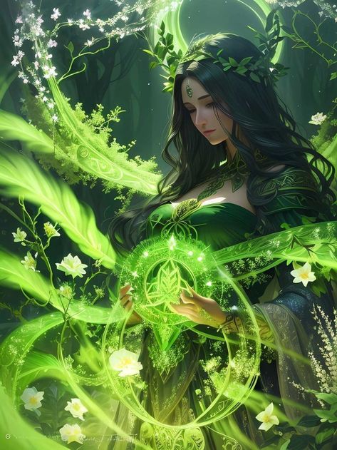 Earth Power Character Design, Plant Manipulate, Plant Woman Art, Goddess Of Life Fantasy Art, Earth Magic Fantasy Art, Goddess Oc Design, Nature Magic Powers, Forest Goddess Art, Earth Powers Aesthetic