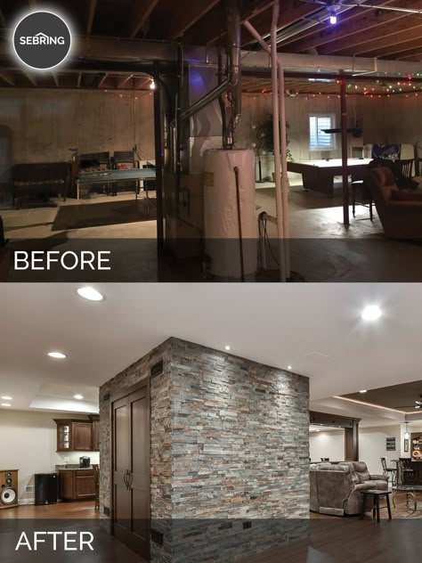 Basement Remodel Bolingbrook Before & After - Sebring Design Build Basement Home Theater, Dream Basement, Basement Gym, Basement Inspiration, Basement Plans, Diy Basement, Basement House, Basement Stairs, Small Basements