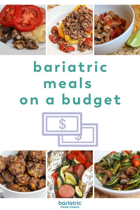 Bariatric Meals on a Budget - recipes on Bariatric Food Coach include cost per serving information. Recipes average less than $2 per serving! It is possible to stay on your post bariatric surgery diet while saving money! No Cook Bariatric Meals, Bariatric Recipes Sleeve Meals Dinners, Bariatric Protein, Bariatric Recipes Sleeve Liquid Diet, High Protein Bariatric Recipes, Bariatric Recipes Sleeve, Bypass Recipes, Vsg Recipes, Gastric Bypass Recipes