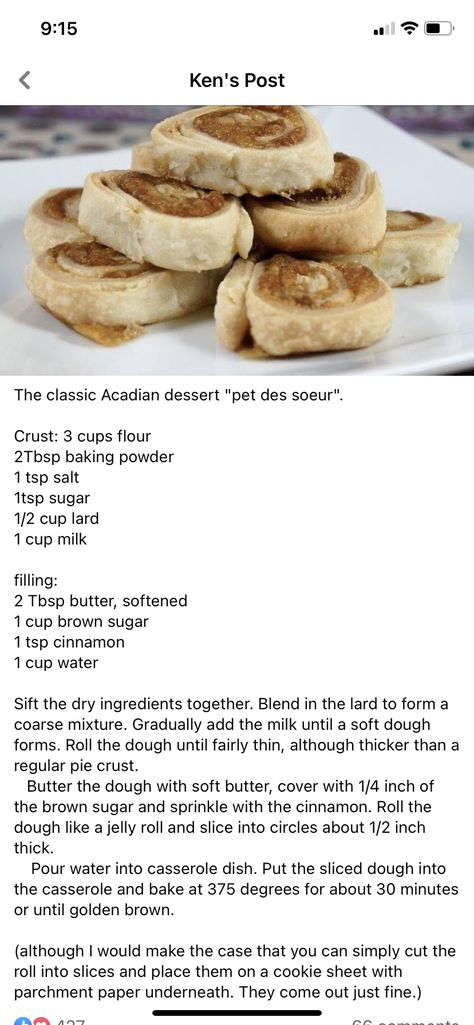 Recipes With Lard, Acadian Recipes, Acadian Food, Canadian Foods, Canadian Food, Pie Crust, Baking Powder, Brown Sugar, Sweet Tooth