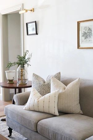 Gray Sofa Living, Light Gray Couch, Light Gray Sofas, Pillow Combo, Grey Sofa Living Room, Couch Styling, Grey Couch Living Room, Pillow Combos, Throw Pillows Living Room