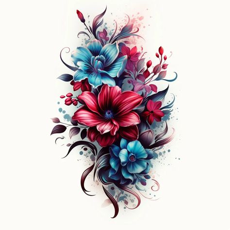 I will makea beautiful flower tattoo design for you Angelica Flower Tattoo, Best Cover Up Tattoos For Women Leg, Colored Carnation Tattoo, Womens Cover Up Tattoos, Cover Up Tattoos For Women Forearm, Blue Flower Tattoo, Color Flower Tattoo, Watercolor Flower Tattoo, Blue Flower Tattoos