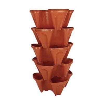 18 in. Dia Terra Cotta Plastic Stackable Garden Planter (5-Pack) Dollar Tree Stackable Planters, Mr Stacky, Replanting Succulents, Vertical Garden Pots, Grow Tower, Stackable Planters, Vertical Garden Wall Planter, Vertical Garden Planters, Indoor Farming