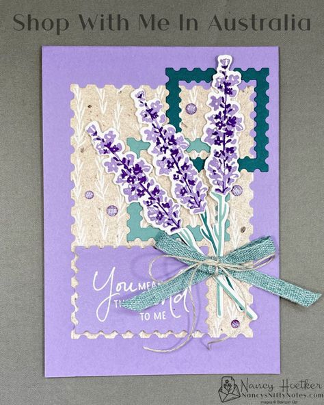 Stampin Up Perennial Postage Dies, Stampin Up Perennial Postage, Perennial Postage Stampin Up Cards, Perennial Lavender Stampin Up Cards, Lavender Stamp, Purple Cards, Paper Butterfly, Spring Cards, Stamping Up Cards