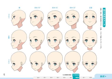 Anime Head Rotation Reference, Anime Head Rotation, Head Rotation Drawing, Face Rotation Reference, Head Rotation Reference, Anime Head Shapes, Anime Face Expressions, Face Expressions Drawing, Anime Face Shapes