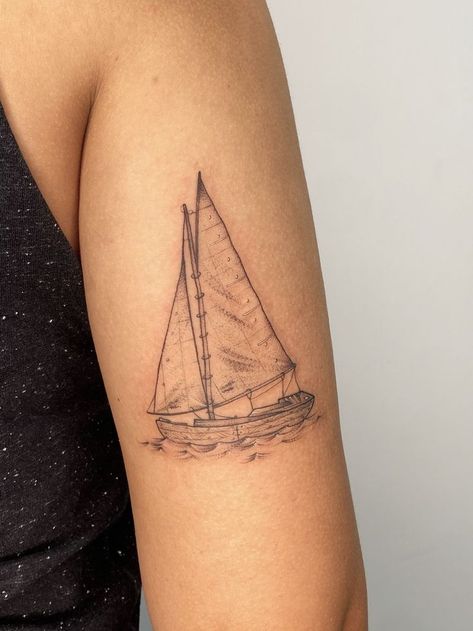 Sailboat Tattoo, Boat Tattoo, Writing Tattoos, Tattoo Project, Matching Tattoos, Body Mods, Triangle Tattoo, Sleeve Tattoos, Tattoos For Guys