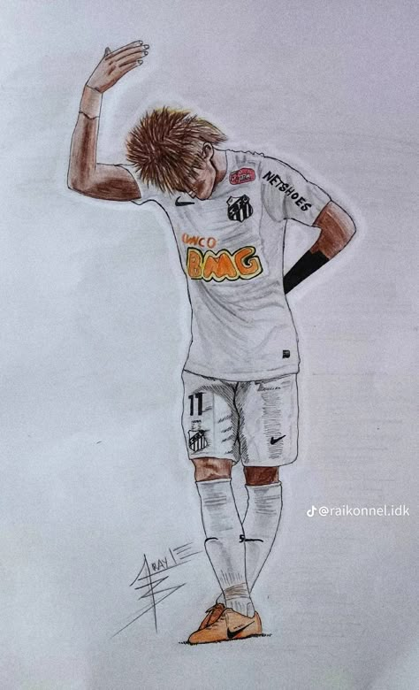 Neymar Cartoon Drawing, Footballer Drawing, Neymar Cartoon, Football Art Drawing, Footballers Drawing, Neymar Drawing, Cristiano Ronaldo Drawing, Football Drawings, Drawing Football