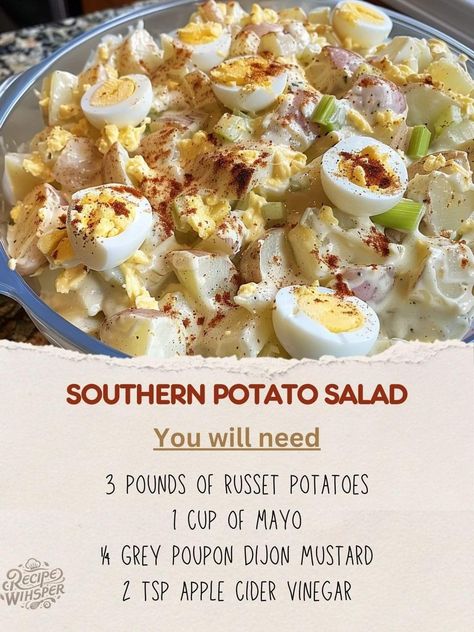 Potato Delight, Southern Potato Salad Recipe, Southern Style Potato Salad, Potatoe Salad, Best Potato Salad Recipe, Homemade Potato Salads, Southern Potato Salad, Big Family Meals, Potato Salad With Egg